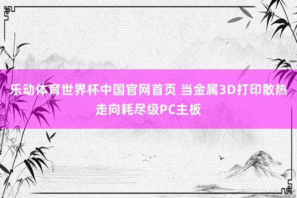乐动体育世界杯中国官网首页 当金属3D打印散热走向耗尽级PC主板