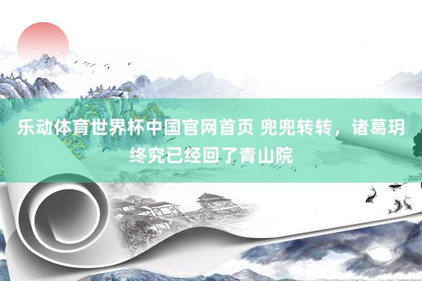 乐动体育世界杯中国官网首页 兜兜转转,诸葛玥终究已经回了青山院