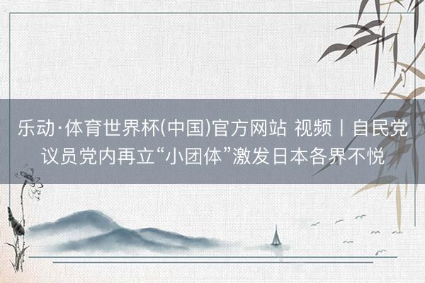 乐动·体育世界杯(中国)官方网站 视频丨自民党议员党内再立“小团体”激发日本各界不悦