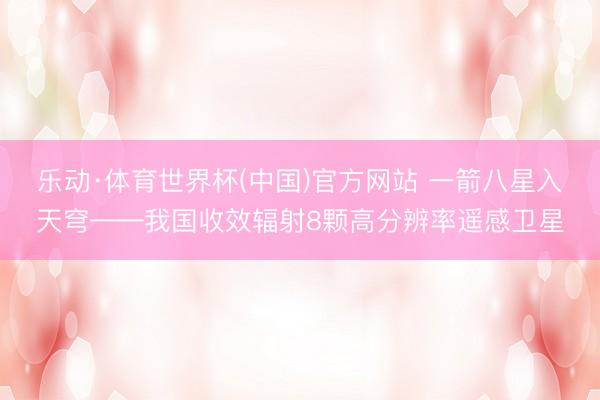 乐动·体育世界杯(中国)官方网站 一箭八星入天穹——我国收效辐射8颗高分辨率遥感卫星